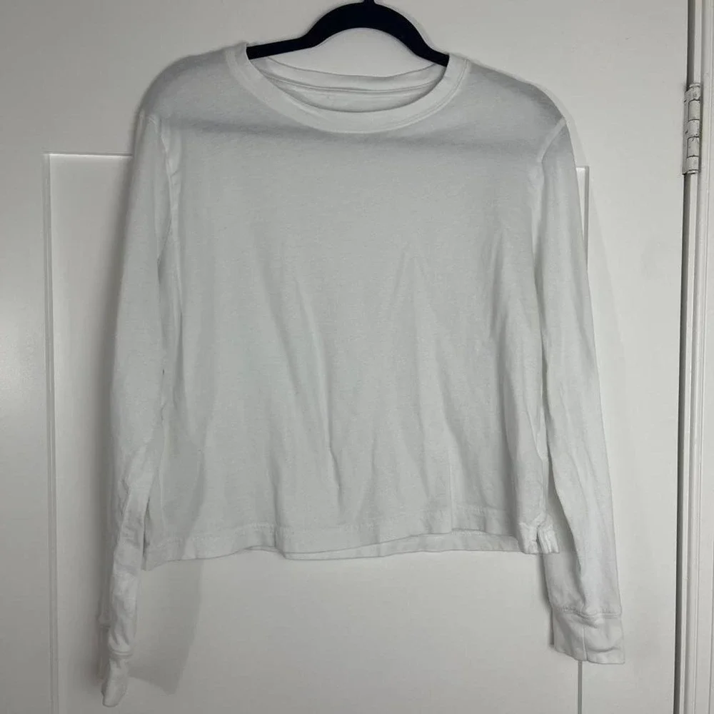 J.Crew Vintage Jersey Cropped Long Sleeve Tee — White M